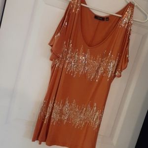 Womens trust color shimmering top